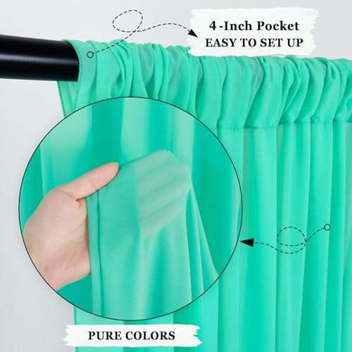 DUOBAO 5FTx20FT Mint Chiffon Ceiling Drapes | Elegant Wedding Backdrop | 6 Panels Sheer Curtains for Banquets, Graduations, and Proms - color: Mint, size: 60"W x 240"L (Pack of 6)
