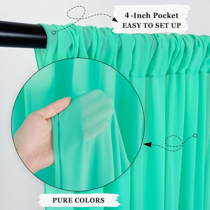 DUOBAO 5FTx20FT Mint Chiffon Ceiling Drapes | Elegant Wedding Backdrop | 6 Panels Sheer Curtains for Banquets, Graduations, and Proms - color: Mint, size: 60"W x 240"L (Pack of 6)