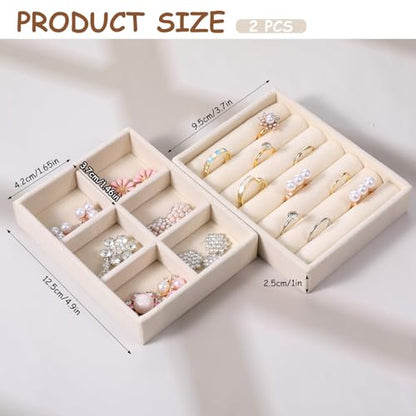 2pcs Ring Holder Display 6 Grid Jewelry Drawer Organizers Trays Small Ring Organizer for Jewelry Rings TrayRings Holder Display Tray Necklace Insert Holders Case for Girl Store Selling or Home Show