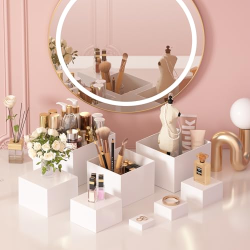 8 Pcs White Acrylic Boxes for Display as Buffet Risers and Stands, Food Risers for Party, Table, Stands, including 10", 9", 8", 7", 6", 5", 4", 3" (Large, 8Pcs, White) - size: Large, 8Pcs, White