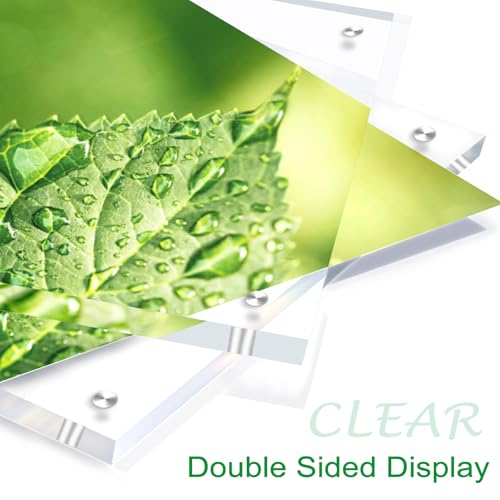 3 Pack(11×14) Acrylic Picture Frames Clear Magnetic Photo Frames Freestanding Lucite Acrylic Block Frame Frameless Desktop Display for Home Office - size: 11"x14"-3Pack