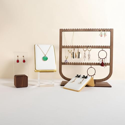 White Necklace display stand, Velvet Jewelry necklace display holder for selling, small metal earring neck storage organizer, online jewelry photography props【White】 - color: White