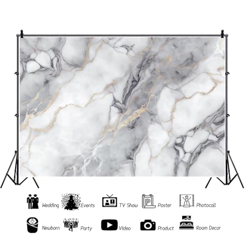 Gray Marble Backdrop 10x8ft Gray and Gold Abstract Art Aesthetics Texture Marble Background Luxury Modern Gradient Birthday Wedding Party Banner Studio Prop Decoration - color: Gray Gold