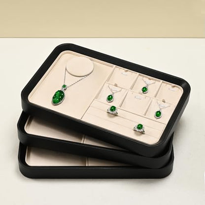 Oirlv Jewelry Display Tray for Vendors Velvet Jewelry Tray with Compartments for Rings and Necklaces(Blue) - color: Blue P21702