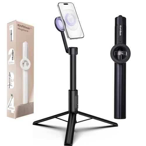 KraftGeek Magnetic Phone Tripod for iPhone MagSafe, 64" Selfie Stick Cell Phone Tirpod Stand for Video Recording, Vlogging & Content Creation - size: 64 Inches-Black