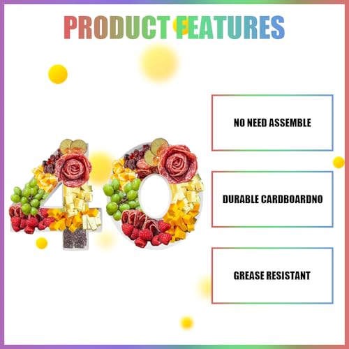 Charcuterie Cardboard Number Fillable Shaped Treat Decorative Box Anniversary Birthday Table Centerpiece (40 Style, 9inch) - size: 9inch, style: 40 Style