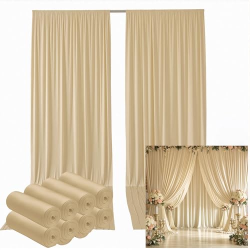 40ftx12ft Beige Backdrop Curtains for Wedding-Wrinkle Free Backdrops Curtain Drapes Fabric Decorations Photo Back Drop Cloth for Baby Shower Photography Stage Reception 8Panels 12ft(H) x 5ft(W) - color: beige, size: W5' x H12'(8 panels)