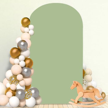 MODFUNS 7.2ft Arch Cover Sage Green Spandex Arch Backdrop Cover Fitted Arch Covers Stretchy Backdrop 2-Sided Arch Stand Covers Chiara Wall Covering for Wedding Party Prom Banquet Reception - color: Sage Green, size: 4 FT x 7.2 FT