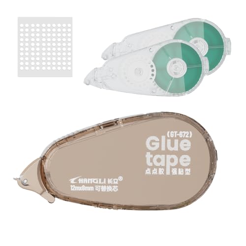 FUNSKY Refill Glue Tape for Scrapbook, 1 bodies, 2 refill, 100pcs Power Glue Points, 39FT*1/4 in Double Sided Tape for Crafts, Scrapbooking Supplies, Adhesive Glue Runner for Gift Wrapping, Photo - color: Brown, size: 3PACK