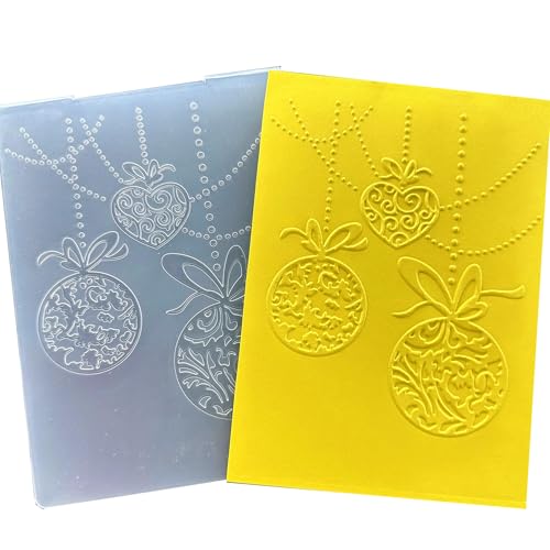 Arbuya Merry Christmas Baubles Plastic Embossing Folders for Card Making Xmas Balls Embossing Folder for Scrapbooking Pages Paper Crafting Clay Decoration - color: Baubles