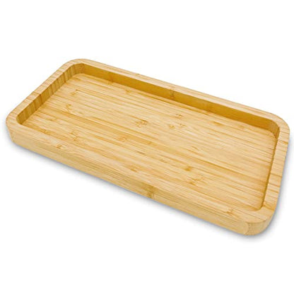 Bamboo Vanity Bathroom Tray for Counter, Bamboo Tray for Bathroom, Toilet Tank, Perfume 11.8L x 5.9W x 0.8H inch (Bamboo) - color: Natural Bamboo