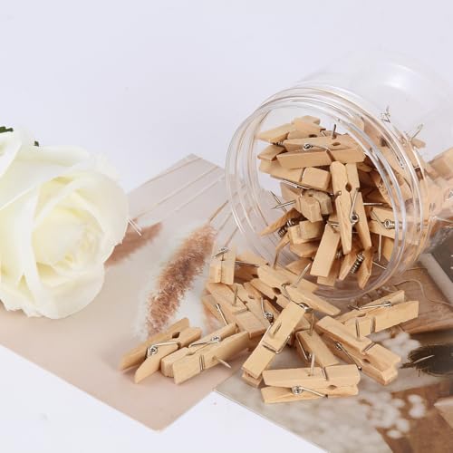 100-Pack Wooden Push Pins for Bulletin Board - Durable Cork Board Clips with No-Mark Design, Office/Home Decorative Thumbtacks - color: 100-wood Color