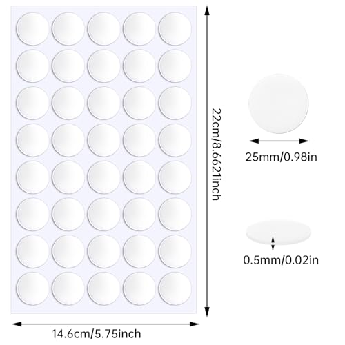 JANYUN 140 Pcs Double Sided Sticky Dots Removable Round Putty Clear Double Sided Tape for Crafts No Trace Sticky Tack Adhesive Tape (25 mm) - size: 0.98" Round