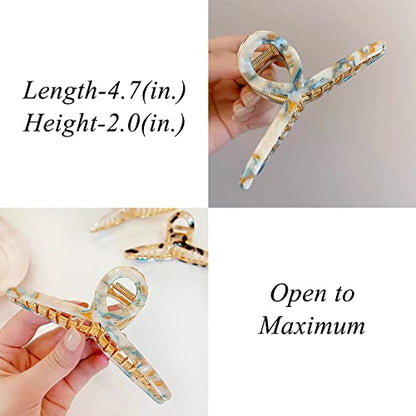 Big Butterfly Hair Claw Clips for Women - 4.7" Large Acetate Metal Hair Clips for Long Thick Hair (Mixed Blue) - color: white blue02