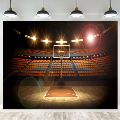 Basketball Backdrop Basketball Arena Photography Background Sports Theme Party Decoration Photoshoot Kids Boys Photo Booth Props 7x5ft - size: 7X5FT