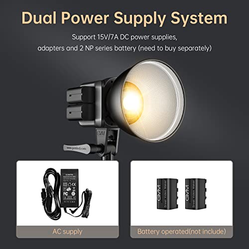 GVM Great Video Maker GVM 80W Bi-Color COB Video Light Kit, 2700K~7500K Continuous Lighting for Photography with Bowens Mount Softbox&Stand, 8 Effects Support AC Adapter & NP Battery - color: studio lights