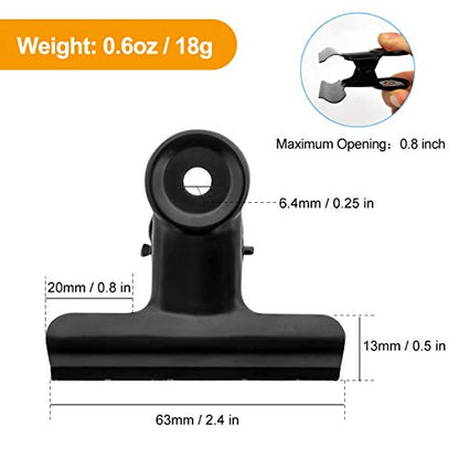 Coideal 12 Pack Large Black Bull Binder Paper Clips, Metal Hinge Clip File Clamps for Crafts, Food Bags, Drawing, Photo at Home Kitchen Office (2 1/2 Inch) - color: Black