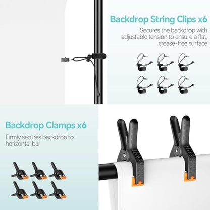 EMART Portable Photography Backdrop Stand Kit 7 x 10 ft with 6 x 9 ft White Backdrop, Adjustable Background Support System for Photo Video Studio, Photoshoot, Party, Live Game, Interviews - size: 7*10ft Stand/6*9ft Backdrop