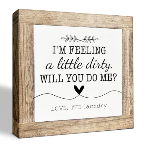 Funny Cute Laundry Room Signs, I'm Feeling A Little Dirty Sign, Family Laundry Decor Art, Farmhouse Home Bathroom Decors, Decorative Wooden Table Signs, Desk Decor Art, Mom Gift - color: Color16