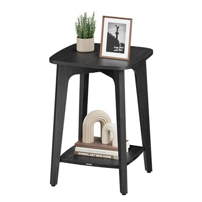 VASAGLE MAEZO Collection - Side Table, 2-Tier Small Square End Table, Nightstand with Tapered Legs, Curved Transitions, for Small Spaces, Living Room, Bedroom, Charcoal Gray ULET236B01 - color: Charcoal Gray, size: 1 pack