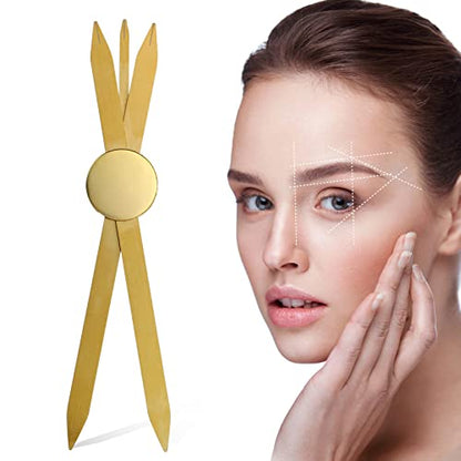 Charme Princesse Eyebrow Ruler Stainless Steel Tattoo Eyebrow Stencil Ruler Three-Point Positioning Permanent Eyebrow Makeup Measuring Symmetrical tool(Gold) LB000249-6 - color: Gold