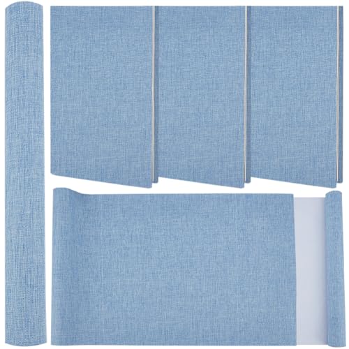CRASPIRE 51 x 11.8 Inch Light Blue Book Cloth Book Binding Fabric with Paper Back Polyester Linen Woven Cover for Books Album Scrapbooking Archival DIY Covering Bookbinding Protector - color: Light Steel Blue-2