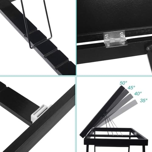 Artmeer Bed Tray Table Breakfast Food Tray with Folding Legs Kitchen Serving Tray for Lap Desks Notebook Computer Bed Platters TV Snack Tray, Adjustable (Black) - color: Black, size: Large