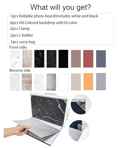 8Pcs 16Patterns Table Top Small Food Background Kit Makeup Product Shooting Backdrop Photo Backdrop Board Product Photography for Mini Items Photography and Video Recording(Small Size 16.5x11.7in)
