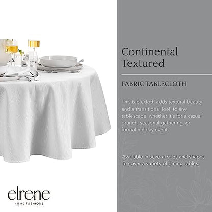Elrene Home Fashions Continental Solid Texture Water, Stain & Wrinkle Resistant Tablecloth, 70" Round, White - color: White, size: 70" (Round)