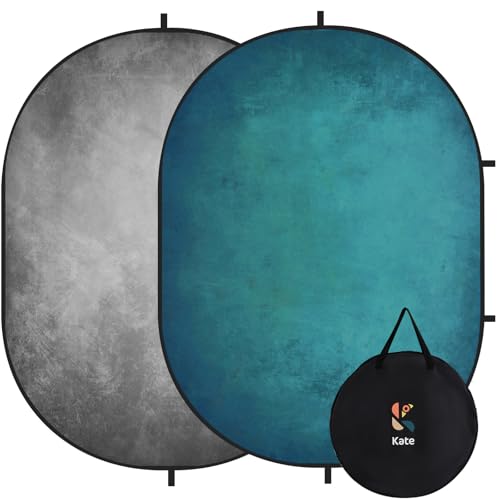 Kate Collapsible Backdrop Pop Up Photo Backdops Grey Foldable Background for Headshot, for Portrait Photography, for Video, 5x6.5ft - color: CB08
