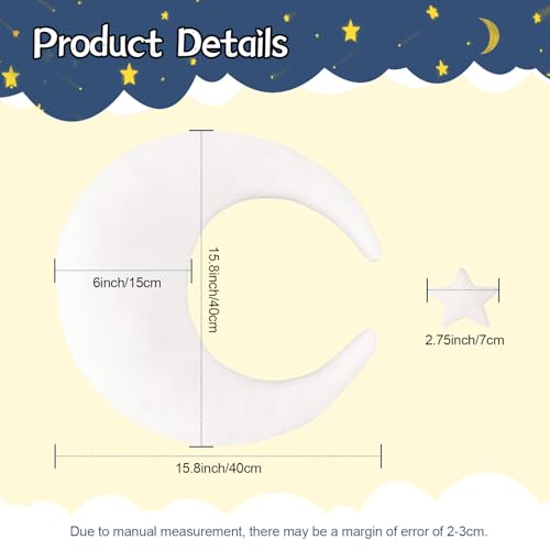 Newborn Photography Props 5Pcs Baby Moon Star Pillow Set Newborn Photography Posing Pillows Adjustable Photography Props, White - color: White