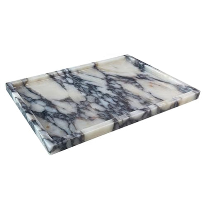 Real Natural Marble Tray Genuine Calcutta Viola Marble Stone Tray for Bathroom/Kitchen Counter (Calacatta Viola, 12" x 8") - color: Calcutta Viola
