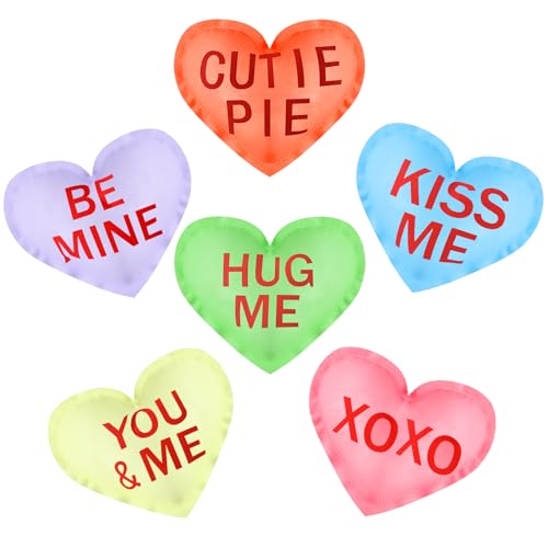 12 Pcs Valentine's Day Conversation Heart Decoration Stuffed Fabric Heart Ornament Rustic Colorful Love Decor Cute Tiered Tray Decor Bowl Filler for Valentine Gift Kitchen Home Wedding (Cute) - style: Cute