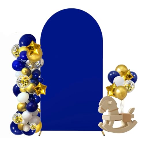 Albassa 6FT Arch Cover 2-Sided Spandex Fitted Arch Backdrop Cover Round Top Chiara Stand Covers for Baby Shower Birthday Party Wedding Decoration（6FT, Royal Blue） - color: Royal Blue, size: 6FT