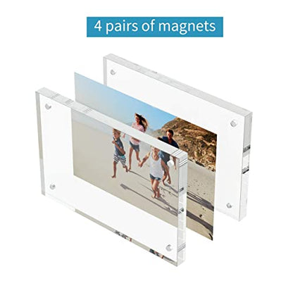 AITEE 4x6 Acrylic Picture Frames 3 Pack, 20% Thicker Block, Clear Picture Frames Freestanding Double Sided Magnetic Acrylic Lucite Frameless Transparent Square Frame Gift for Desktop Display - size: 4x6