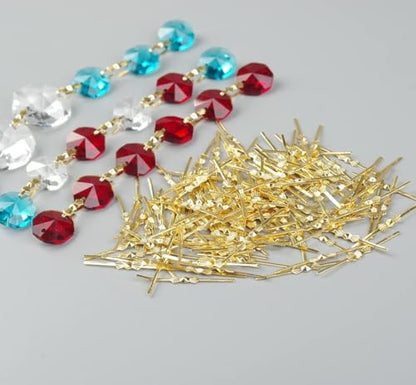 Dong Huang 300pcs Bow Tie Crystal Connectors, Chandelier Connectors Clips Pins, Lamp Part Chlips, Hook for Crystals Replacement, Fastening Parts