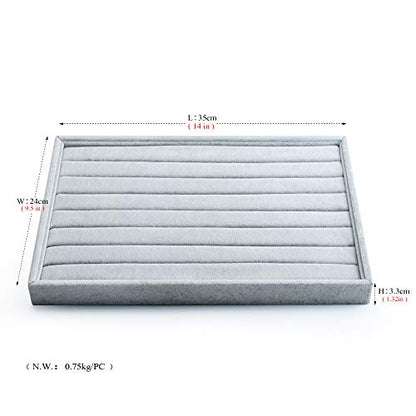 Oirlv Velvet 7 Slots Ring Earrings Studs Tray Showcase Display Jewelry Organizer - size: 7 Slot Ring Display