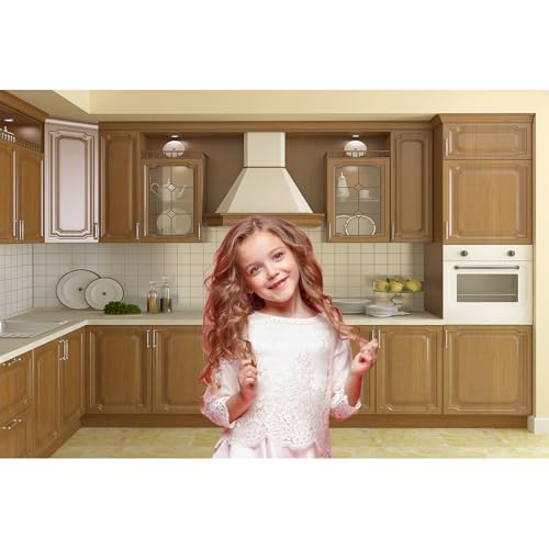 Kitchen Backdrop Modern Wooden Kitchen Interior Scene Background for Photography Kitchen with Kitchenware Home Decoration Backdrop for Woman Party Photo Booth Shoot Studio Props 6x4ft - color: Brown, size: 6x4ft