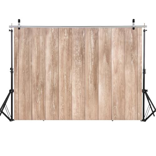 LYWYGG 7x5ft Wood Backdrop Natural Wooden Board Photography Background Birthday Party Banner Backdrops CP- 619