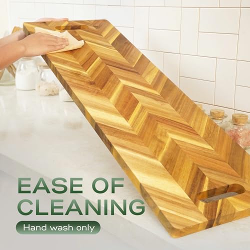 Howizz Acacia Wood Large Cutting Board, Herringbone Charcuterie Board with Handles - 36"x12"x1" - color: 5-Herringbone, size: 36"L x 12"W
