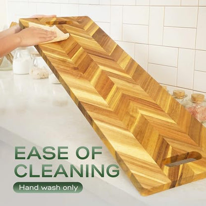 Howizz Acacia Wood Large Cutting Board, Herringbone Charcuterie Board with Handles - 36"x12"x1" - color: 5-Herringbone, size: 36"L x 12"W
