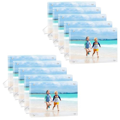10 Pack(5×7) Acrylic Picture Frames Clear Magnetic Photo Frames Freestanding Lucite Acrylic Block Frame Frameless Desktop Display for Home Office - size: 5"x7"-10Pack