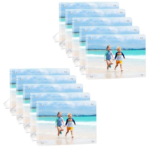 10 Pack(5×7) Acrylic Picture Frames Clear Magnetic Photo Frames Freestanding Lucite Acrylic Block Frame Frameless Desktop Display for Home Office - size: 5"x7"-10Pack