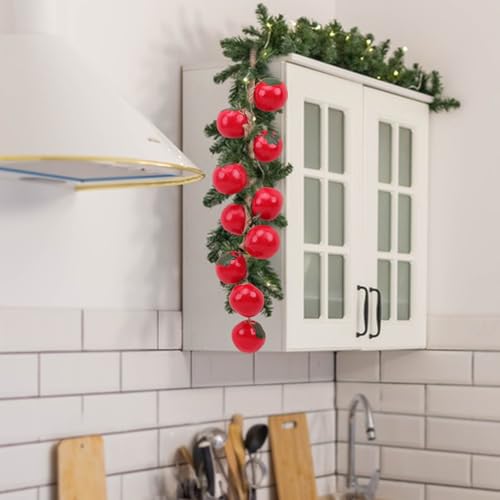 Woration Artificial Hanging Tomato Ornament Fake Lifelike Ceramics Red Tomatoes String Simulation Vegetable Decoration Garland Home Kitchen Farmhouse Porch 1Pack - color: Ceramic Tomato