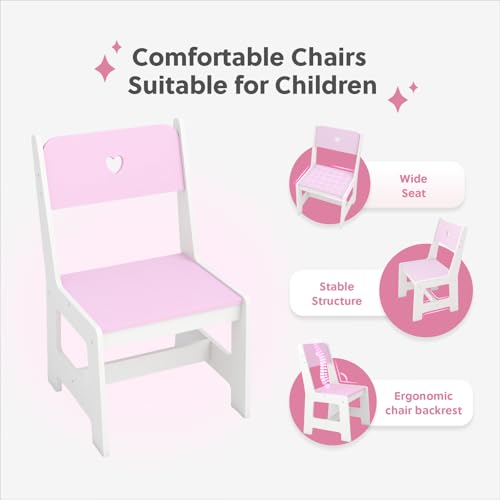 Kids Vanity with Lights and Chair, Princess Makeup Vanity Desk with Mirror Bookshelf Storage Cabinet,3 in 1 Toddler Vanity Table,Children Makeup Dressing Table,Pretend Play Vanity Set for Little Girl