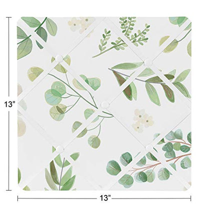 Sweet Jojo Designs Floral Leaf Fabric Memory Memo Photo Bulletin Board - Green and White Boho Watercolor Botanical Woodland Tropical Garden - color: Green Botanical
