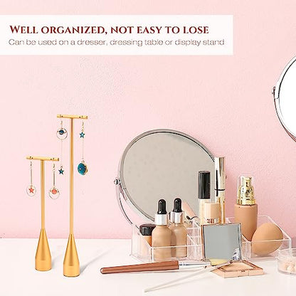 Wesiti 6 Pack Metal Earring T Bar Stand Retail Display Holder T Earring Display Holder Jewelry Stand with Metal Base for Show Jewelry Online Stores Photography (Gold) - color: Gold