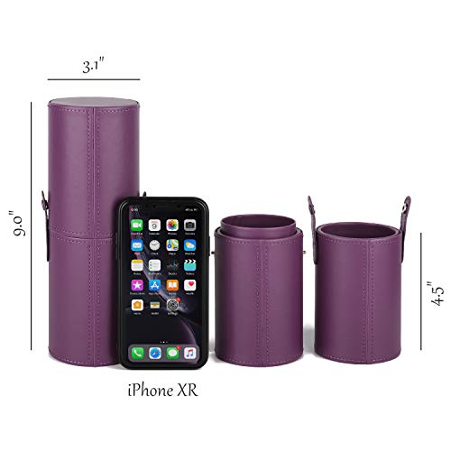 Narwey Makeup Brush Holder Travel Brushes Case Bag Cup Storage Dustproof for Women (Purple) - color: Purple