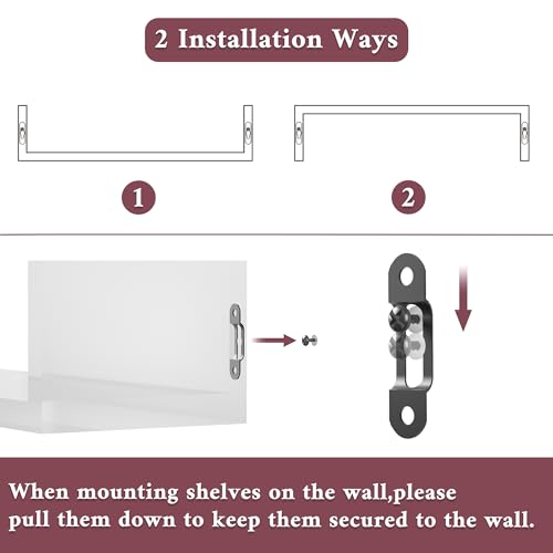 SRIWATANA Floating Shelves Wall Mounted, Solid Wood Wall Shelves, Pink - color: Pink