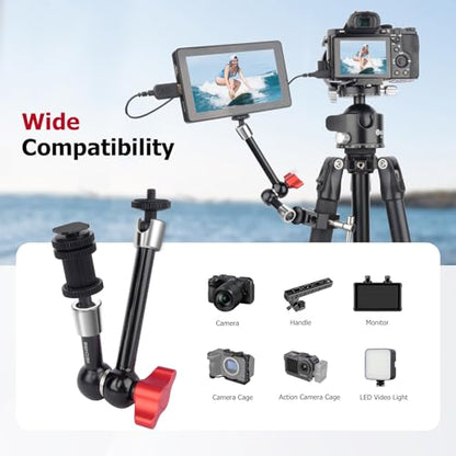 9" Cold Shoe Magic Arm with 360° Ball Joint, Extended Stainless Steel Friction Arm for Camera Cage Rig, LED Panel, Monitor Mount – Vlog Studio Photography-87002 - size: 9" Magic Arm